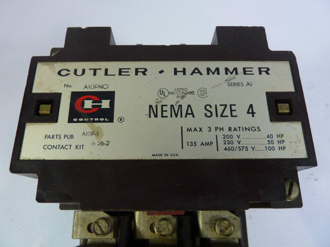 Cutler Hammer A10FNO Starter 135 Amp 3 Pole USED