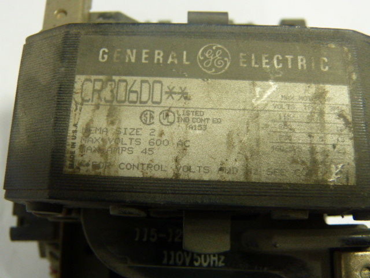 General Electric CR306D002 Starter Sz2 45Amp 3Pole 110/115-120V Coil USED