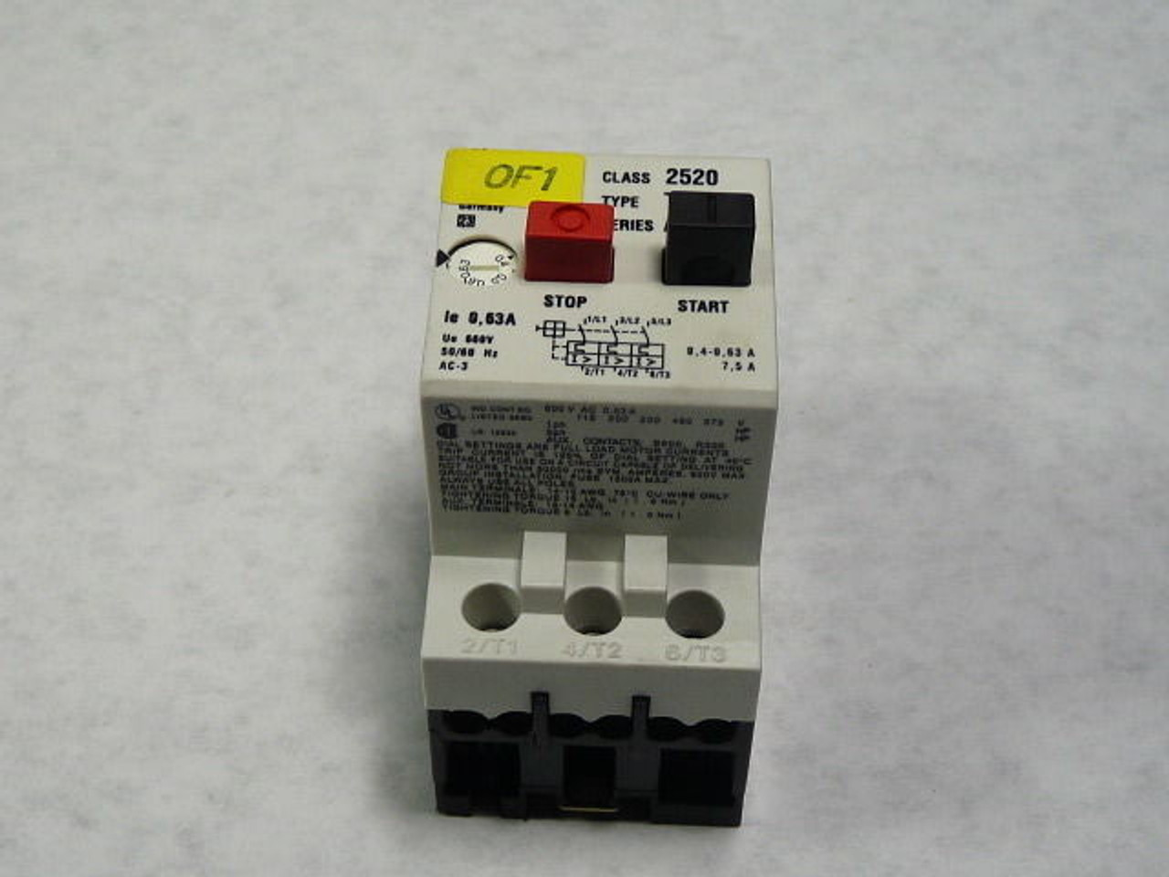 Square D 2520-TMS0.4 Manual Motor Protector 0.4A-0.63A USED