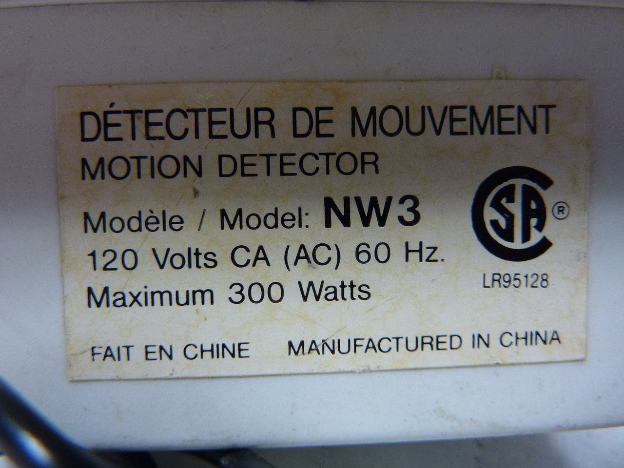 Motion Detecting Dimmer Switch NW3 120VAC 300W Max USED