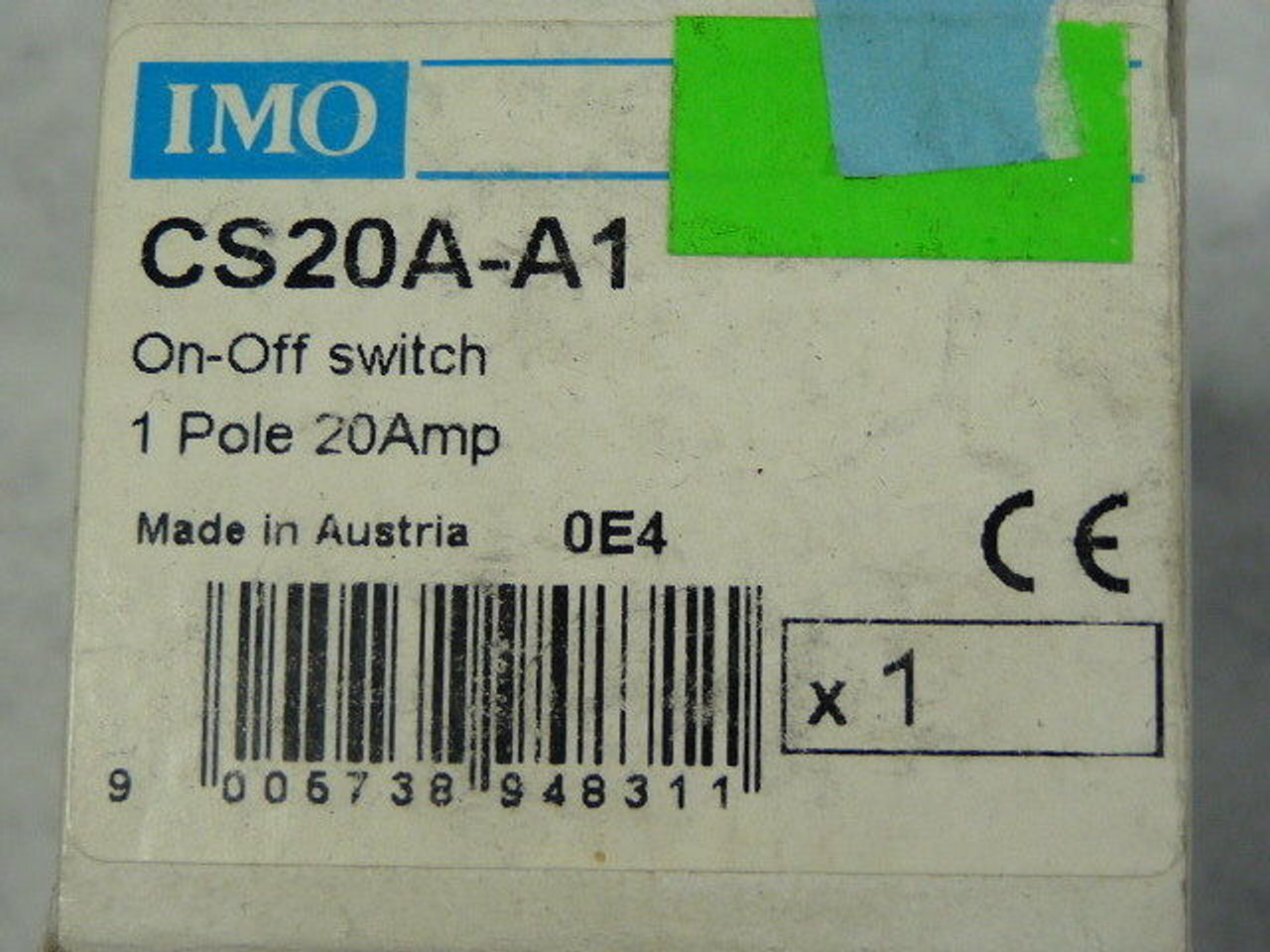 IMO CS20A-A1 Cam Switch 1-Pole 2-Pos ON/OFF 20A 690V ! NEW !