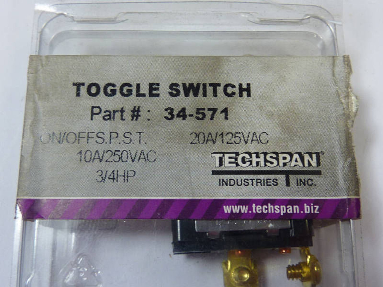 Techspan Toggle Switch 10A 250VAC 3/4HP 34-571 ! NIB !