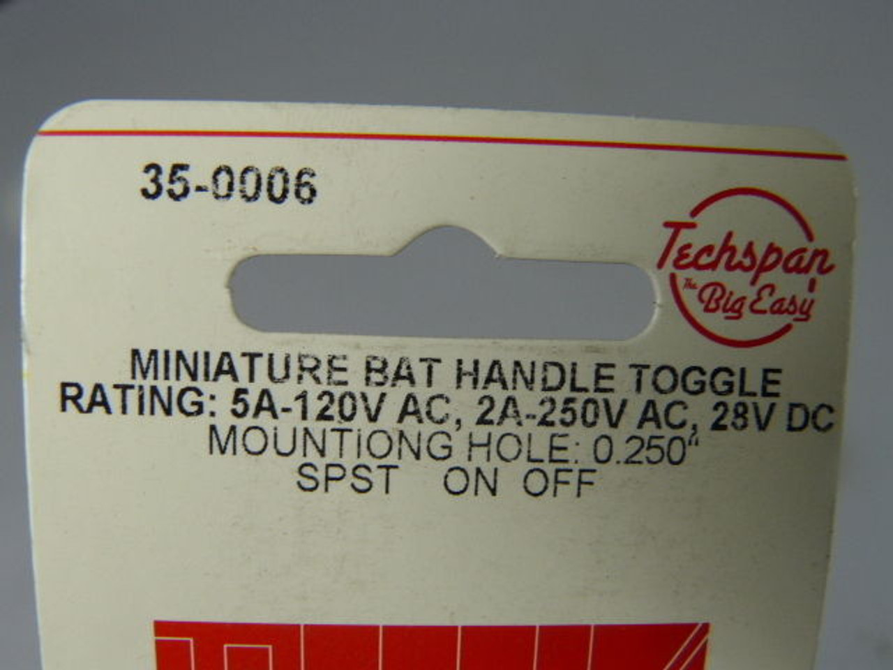 TechSpan 35-0006 Mini Bat Handle Toggle Switch 5A/120VAC 2A/250VAC 28VDC ! NEW !