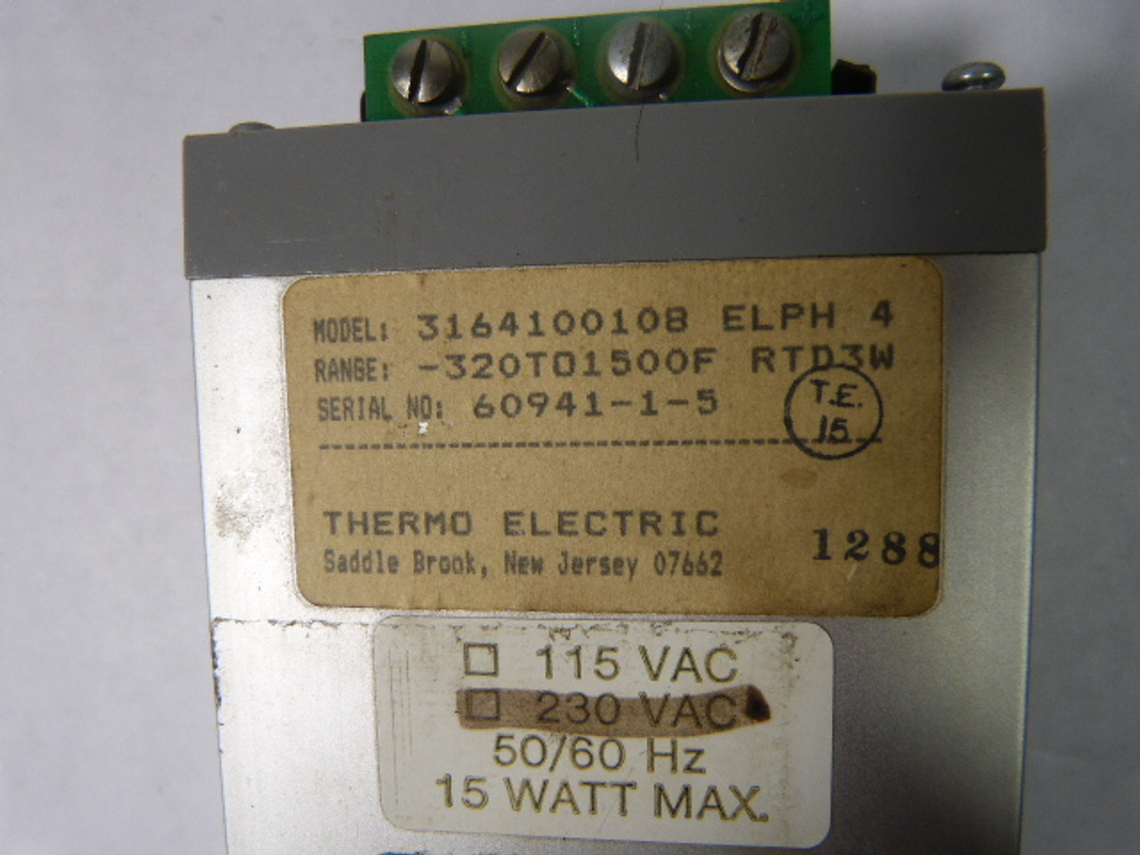 THERMO ELECTRIC 3164100108 ELPH 4 Temp. Control 230VAC ! AS IS !