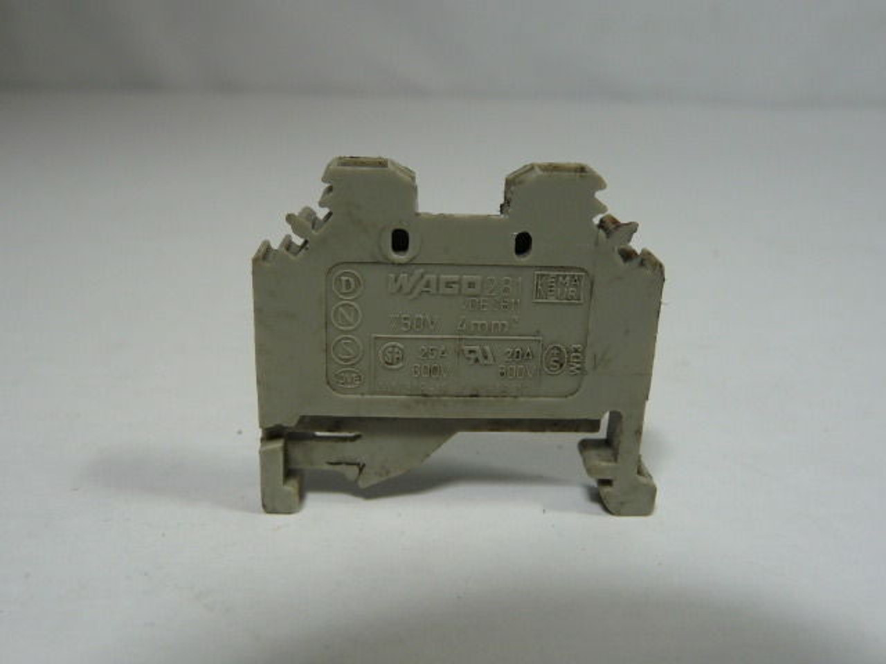 Wago 281-101 2-Conductor Through Terminal Block 4mm Grey USED