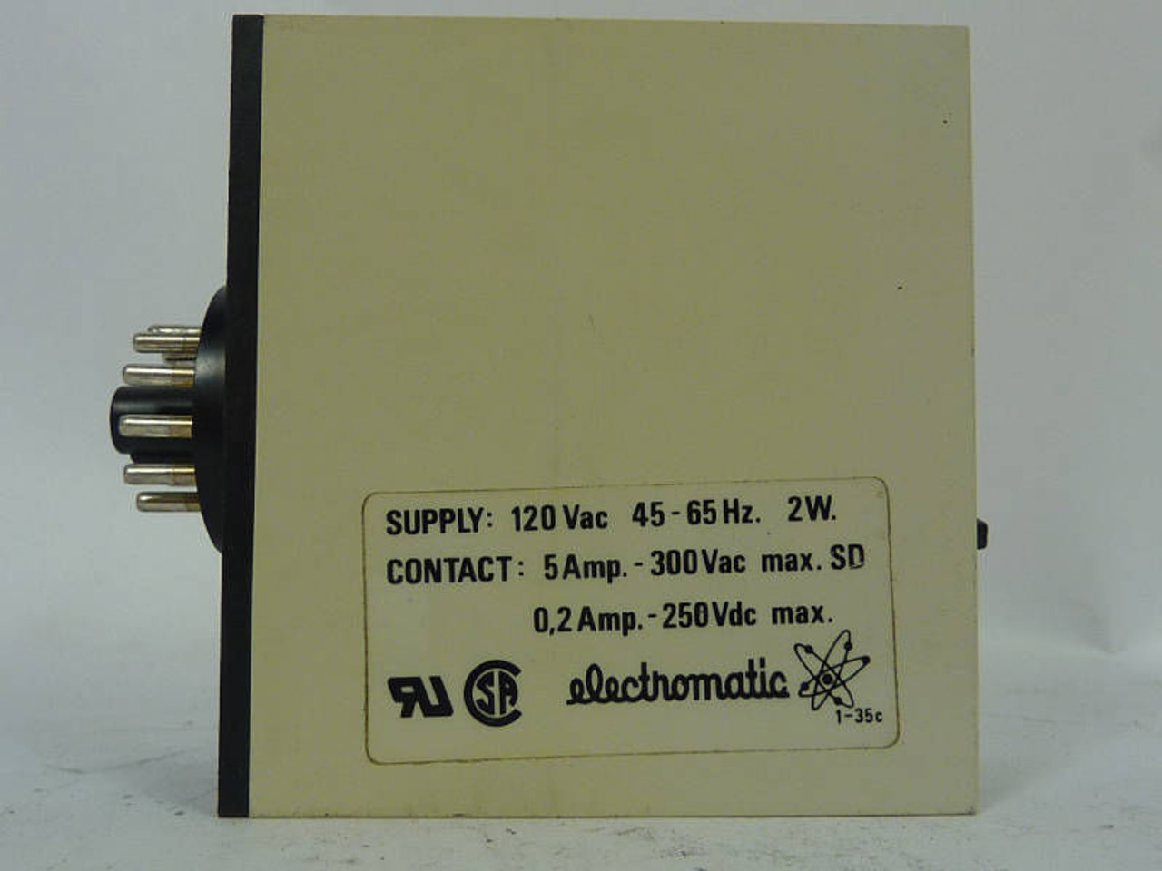 Electromatic SA205115 Delay On Operate 115VAC 8-180s Range USED