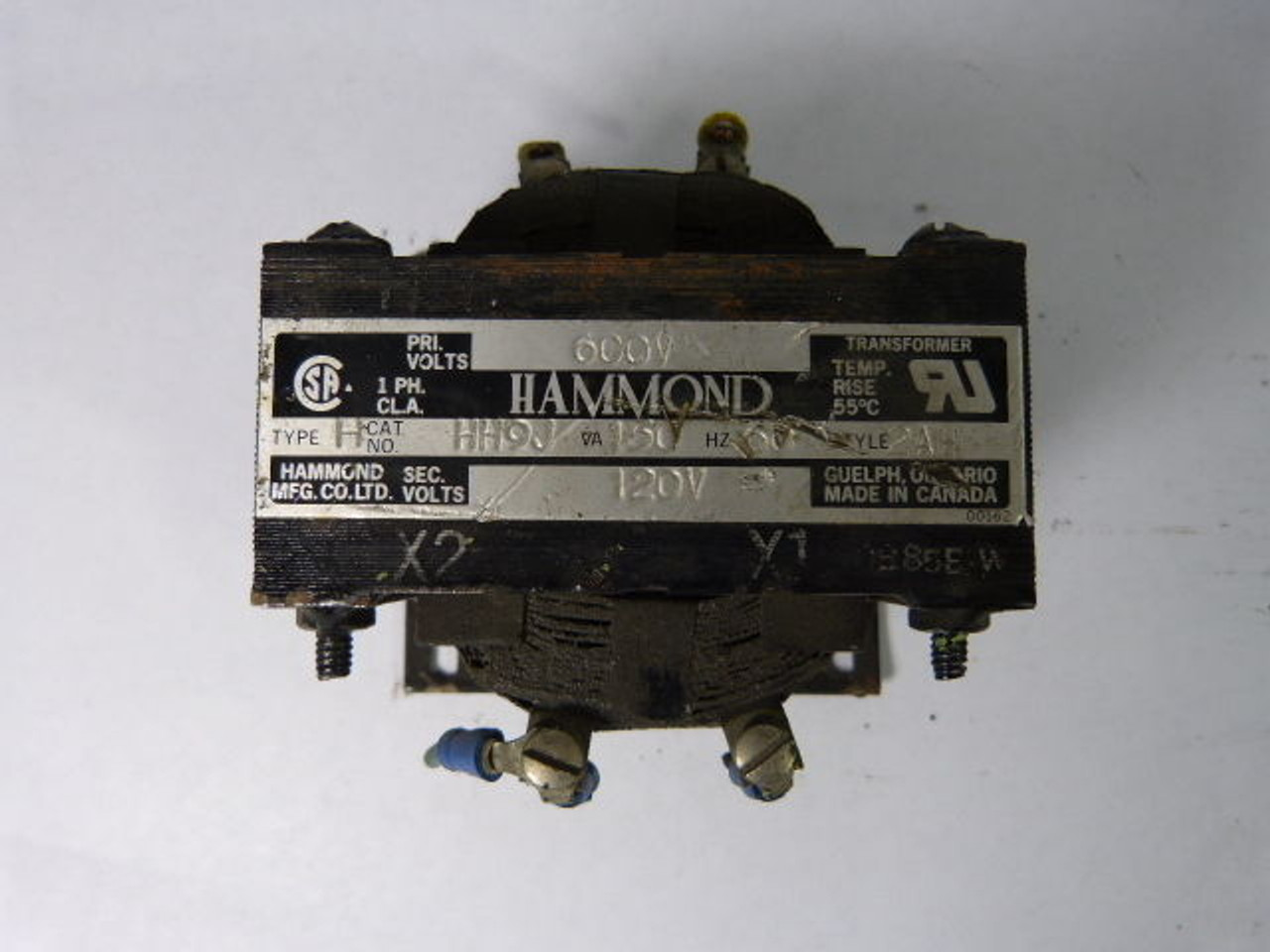 Hammond HH9J Transformer 1Ph 150VA Pri 600V Sec120V 60Hz USED