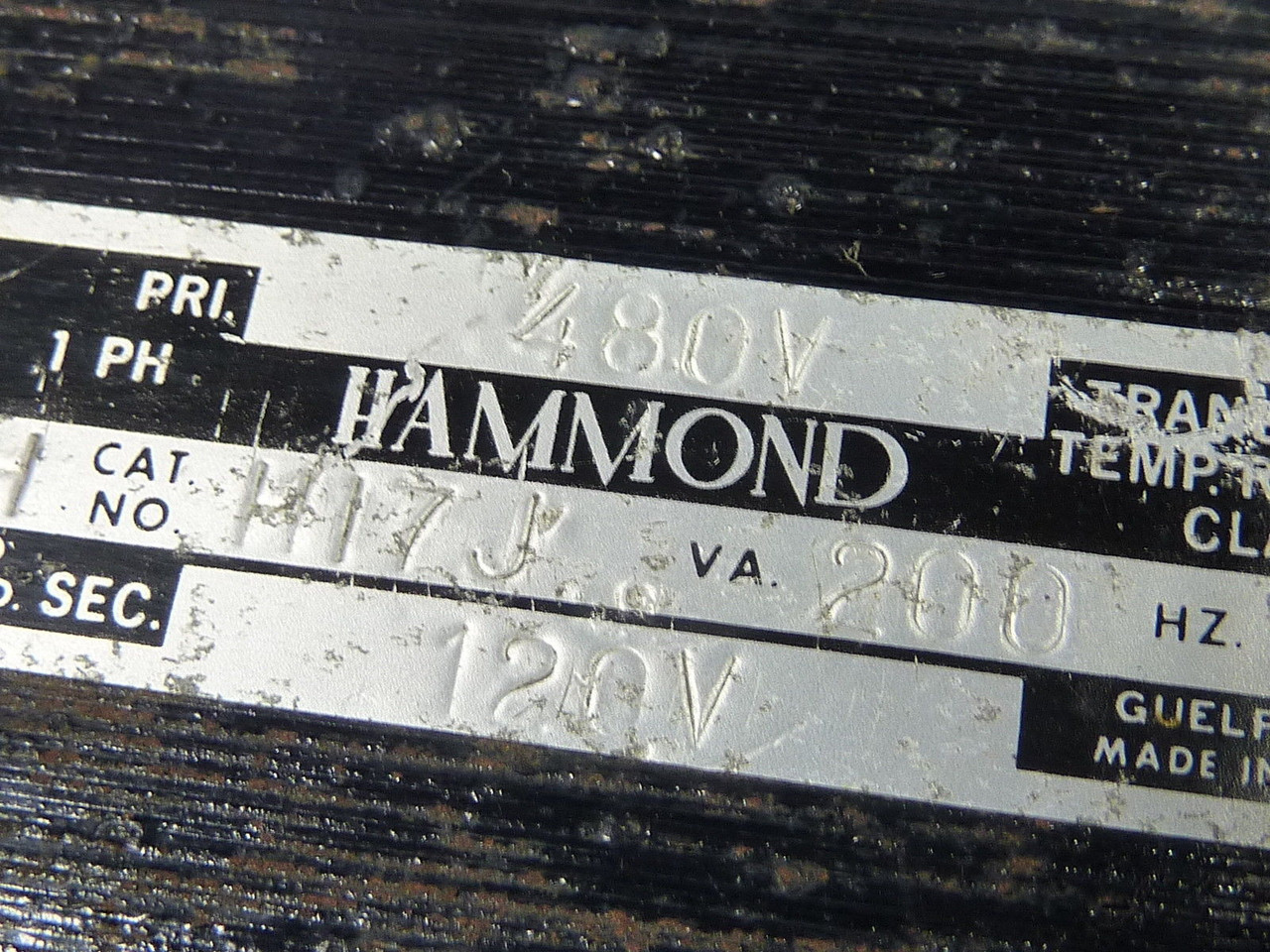 Hammond H17J Transformer 200VA Pri. 480V Sec. 120V 60Hz 1Ph USED