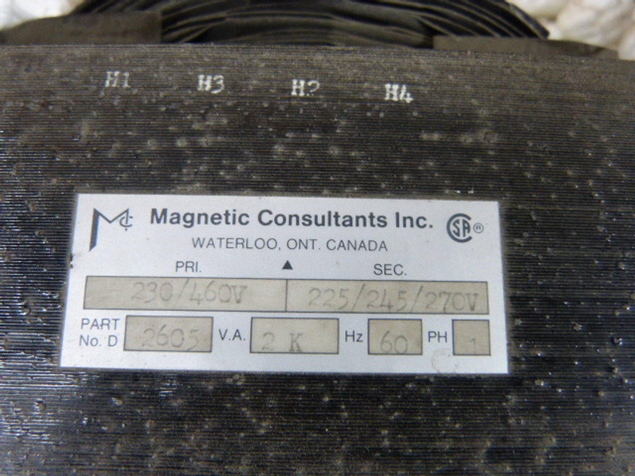 Magnetic Consultants 2605 Transformer 2 KVA 60 HZ 460 PRIM AMP ! NEW !