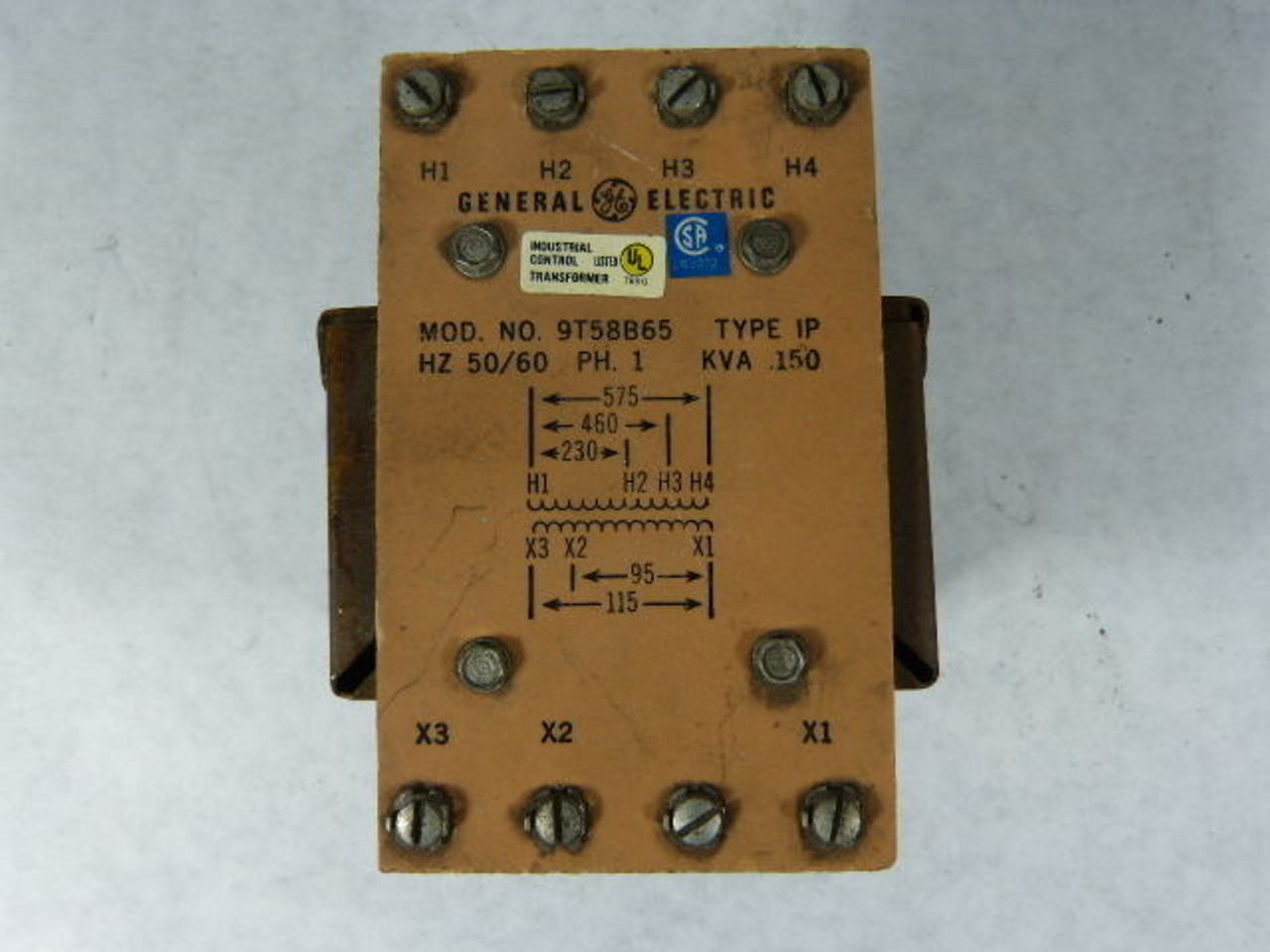 General Electric 9T58B65 Transformer 150VA Pri 230/460/575V Sec 95/115V USED