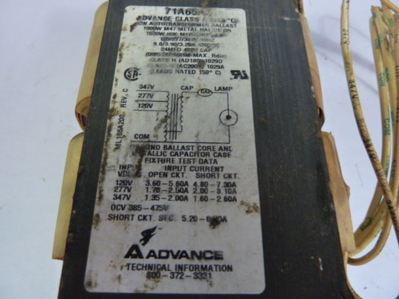 Philips Advance 71A65A2 Control Transformer USED