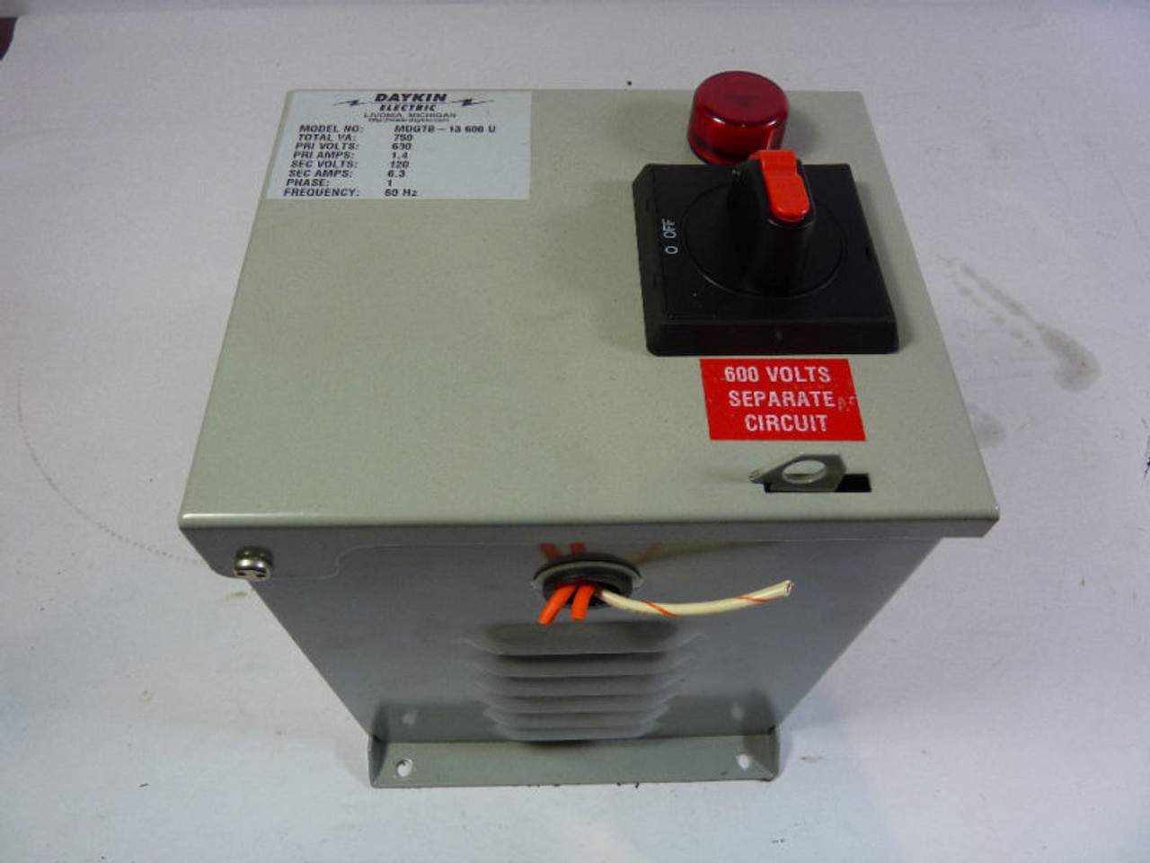 Daykin MDGTB-13-600U Transformer Disconnect 600V USED