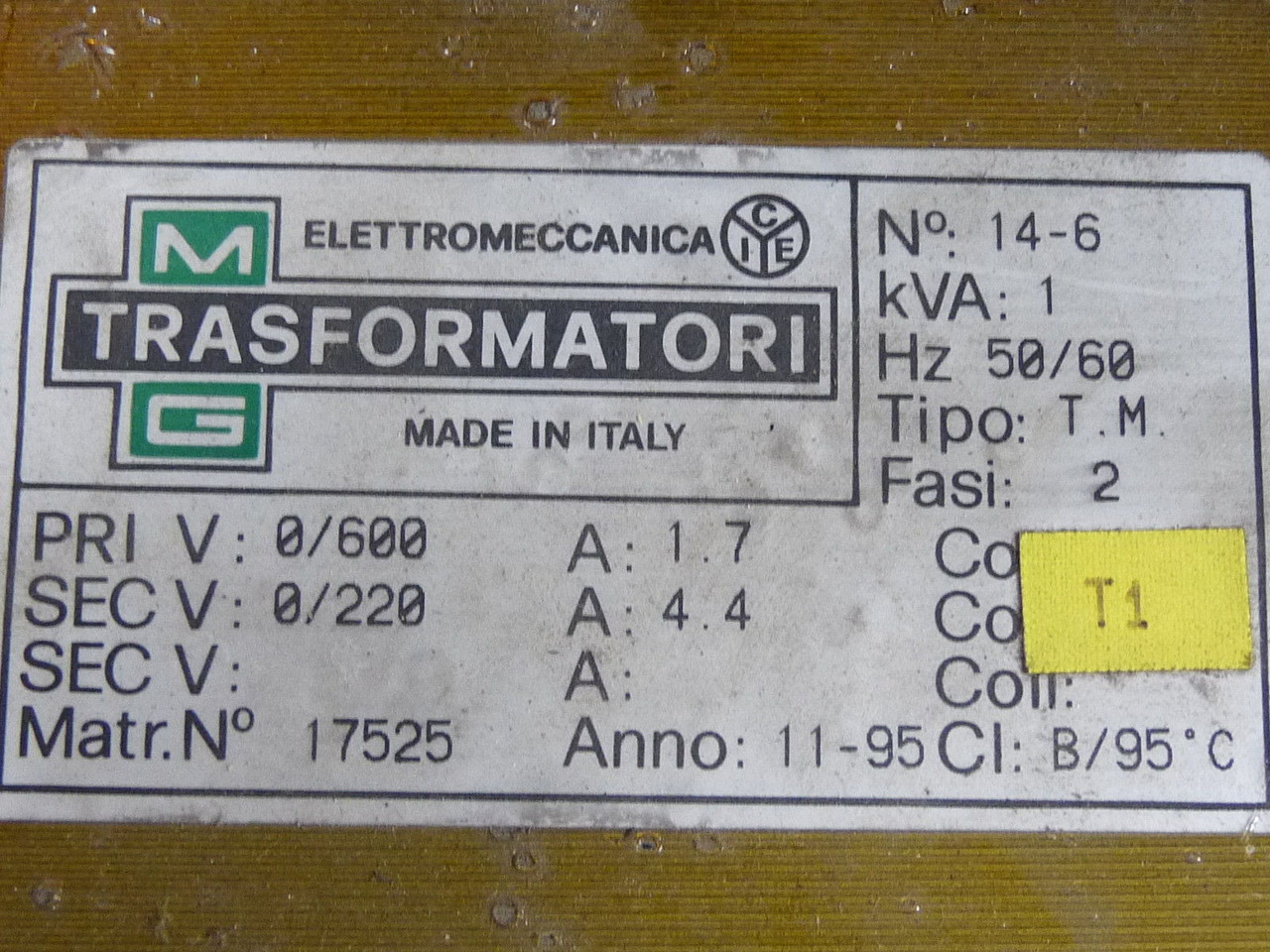 Ideomat Italia 14-6 Transformer 220-380VAC 50/60Hz 1 KVA USED