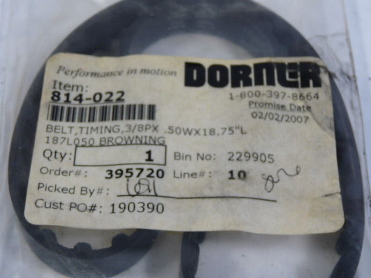 Dorner 814-022 Belt Timing 3/8Px50Wx18.75L in ! NWB !