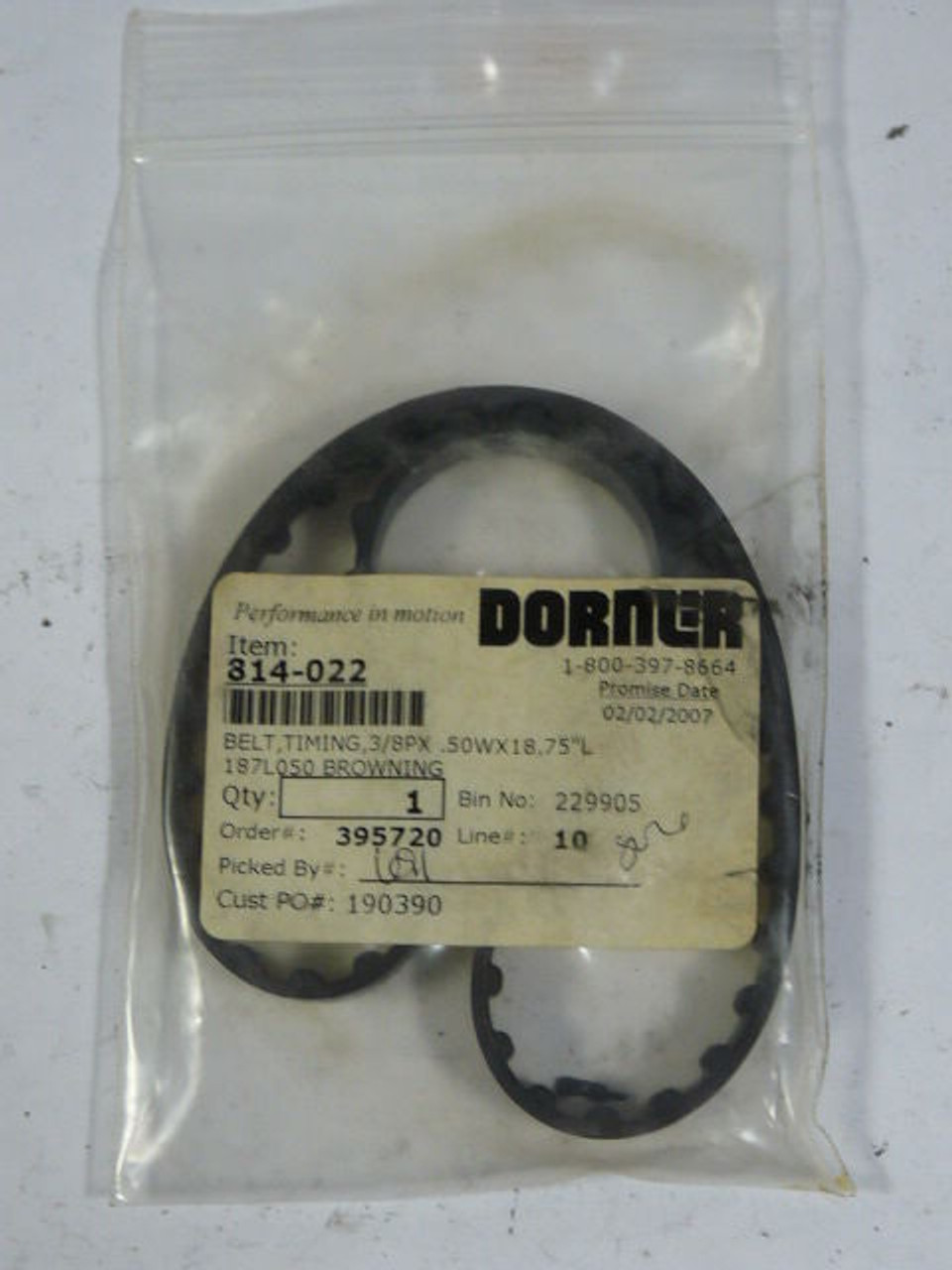 Dorner 814-022 Belt Timing 3/8Px50Wx18.75L in ! NWB !