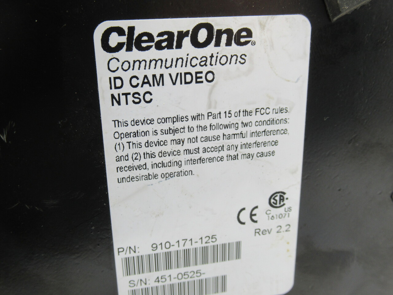 ClearOne 910-171-125 Video Lab Camera USED