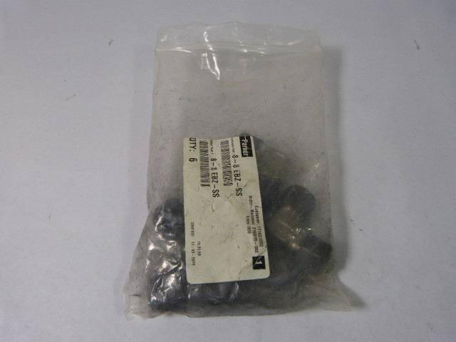 Parker 8-8EBZ-SS 90 Degree Union Elbow 6-Pack NWB