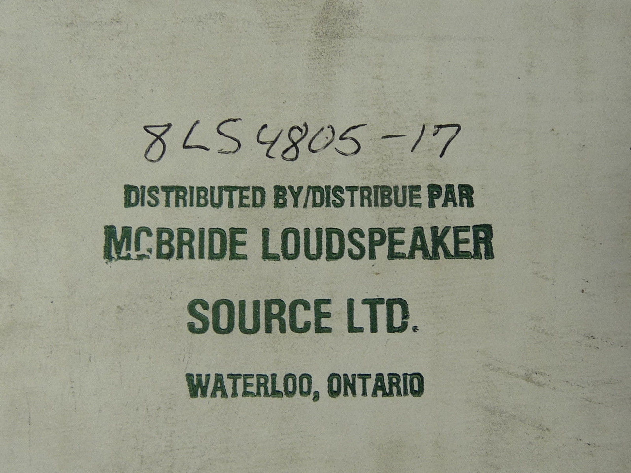 McBride 8LS4805-17 Loudspeaker 4x8" 8 Ohms 5W RMS / 10W Program ! NEW !