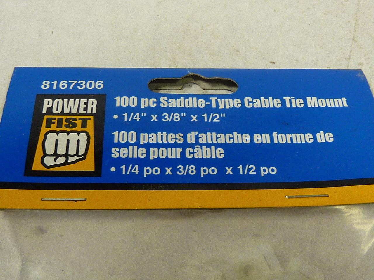 Power Fist 8167306 Saddle-Type Cable Tie Mounts 1/4x3/8x1/2" ! NEW !