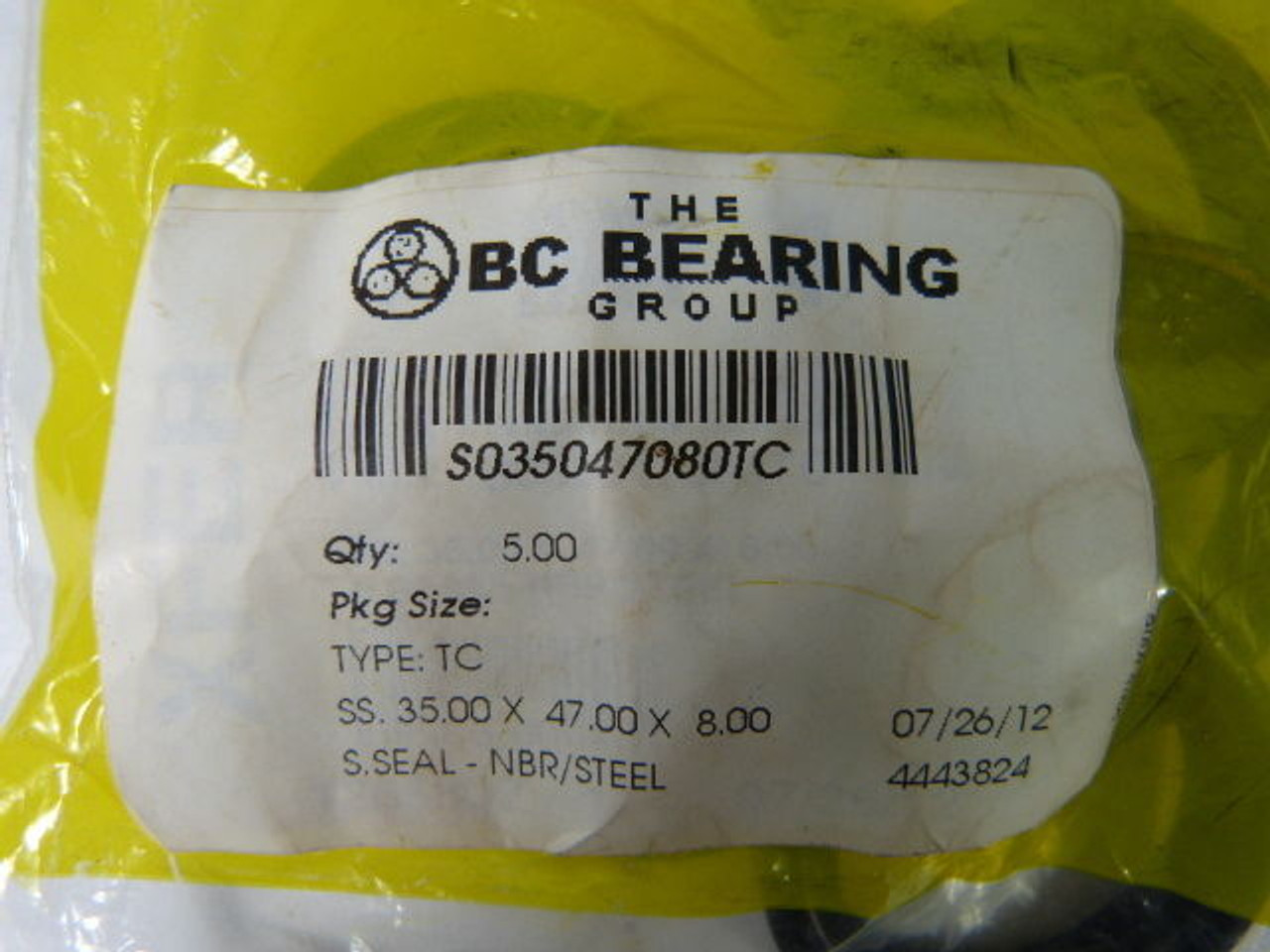 BC Bearing Group S035047080TC Oil Seal *Bag of 5* ! NWB !