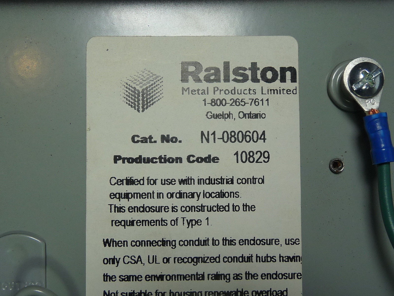 Ralston N1-080604 Small Utility Enclosure USED