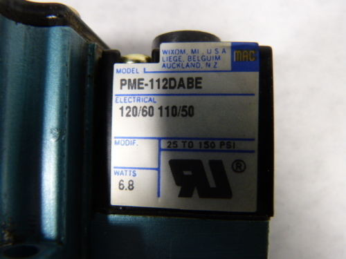 Mac Impression Cylinder / Solenoid Valve 6311D-000-PM-112DA/PME-112DABE USED