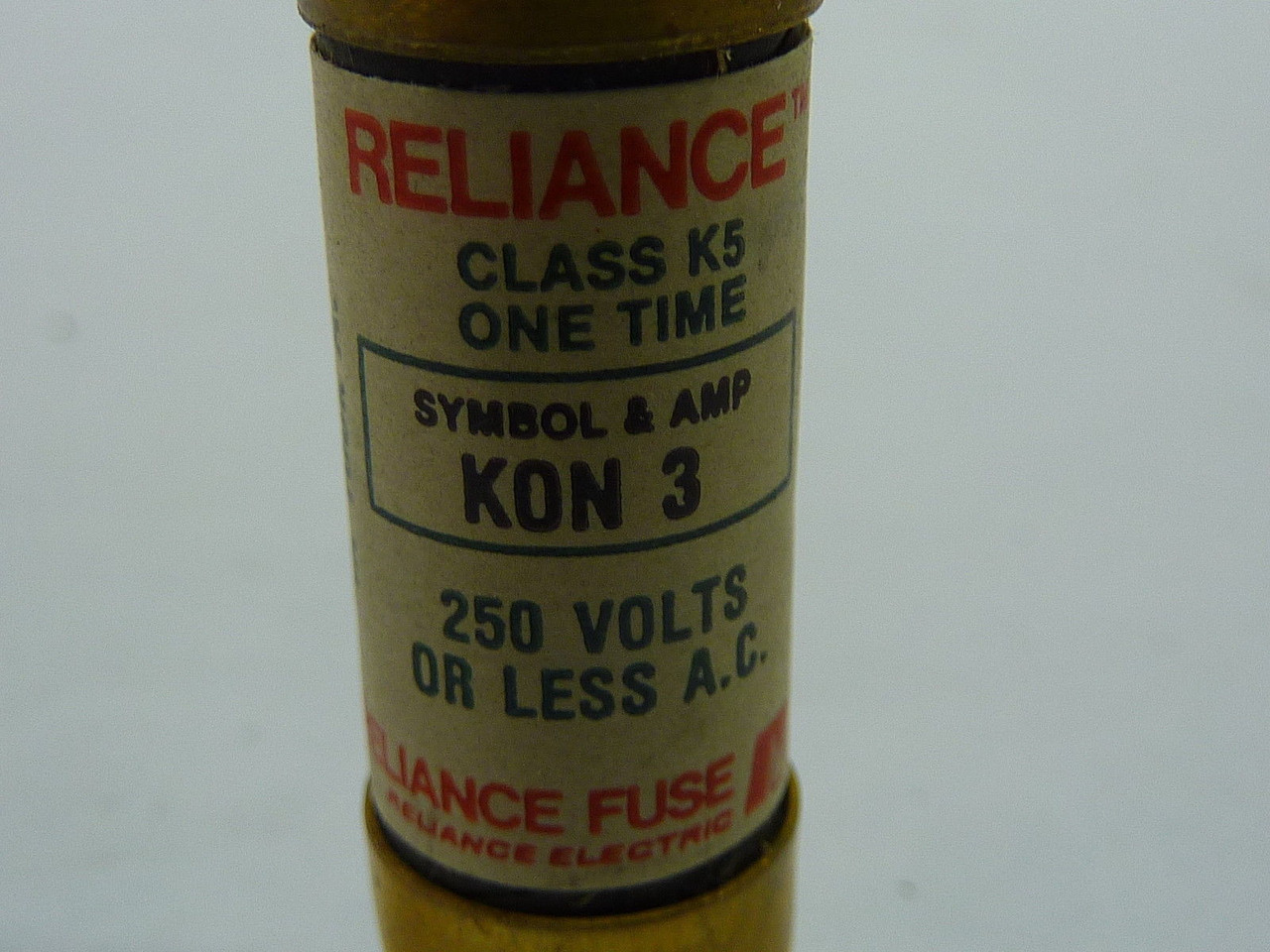 Reliance KON-3 One Time Fuse 3A 250V USED