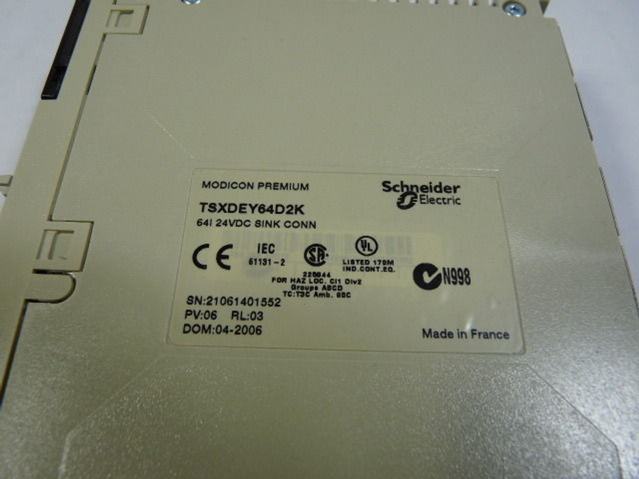 Schneider TSXDEY64D2K Input Module 24VDC *No Terminal Covers* USED
