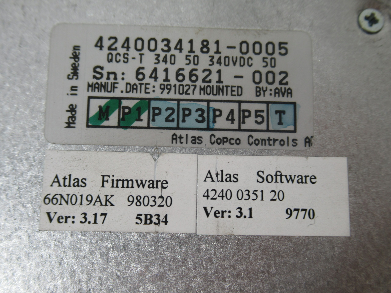 Atlas Copco 4240-0341-81-0005 Control Unit MISSING CONNECTORS USED