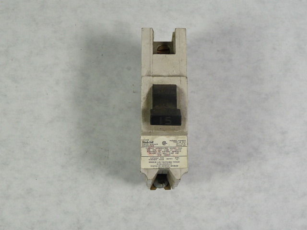 Federal Pacific NB15 Circuit Breaker 15A 1-Pole White Casing USED