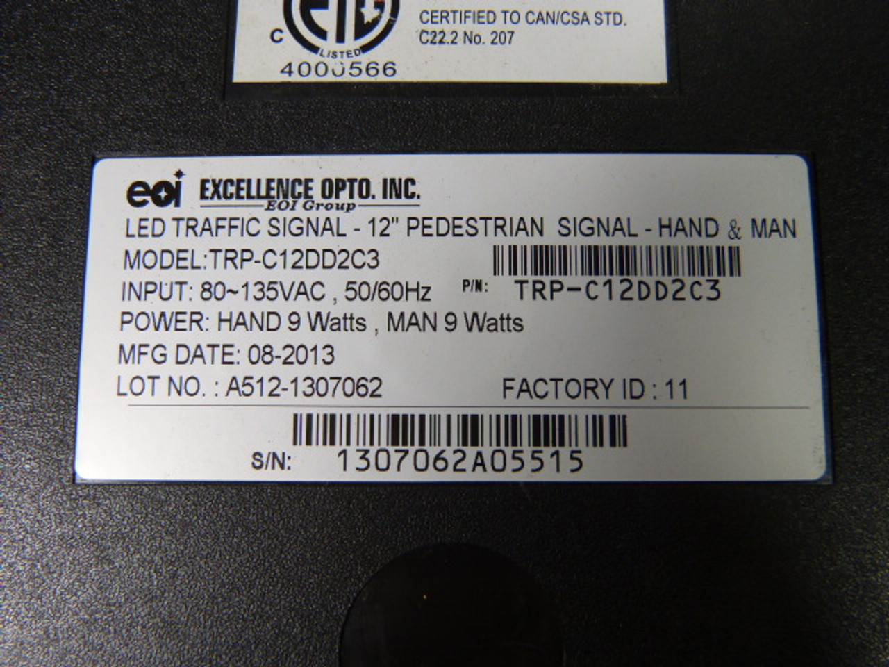 eoi TRP-C12DD2C3 LED Pedestrian Signal Hand/Man 12in Circular ! NEW NO PKG !
