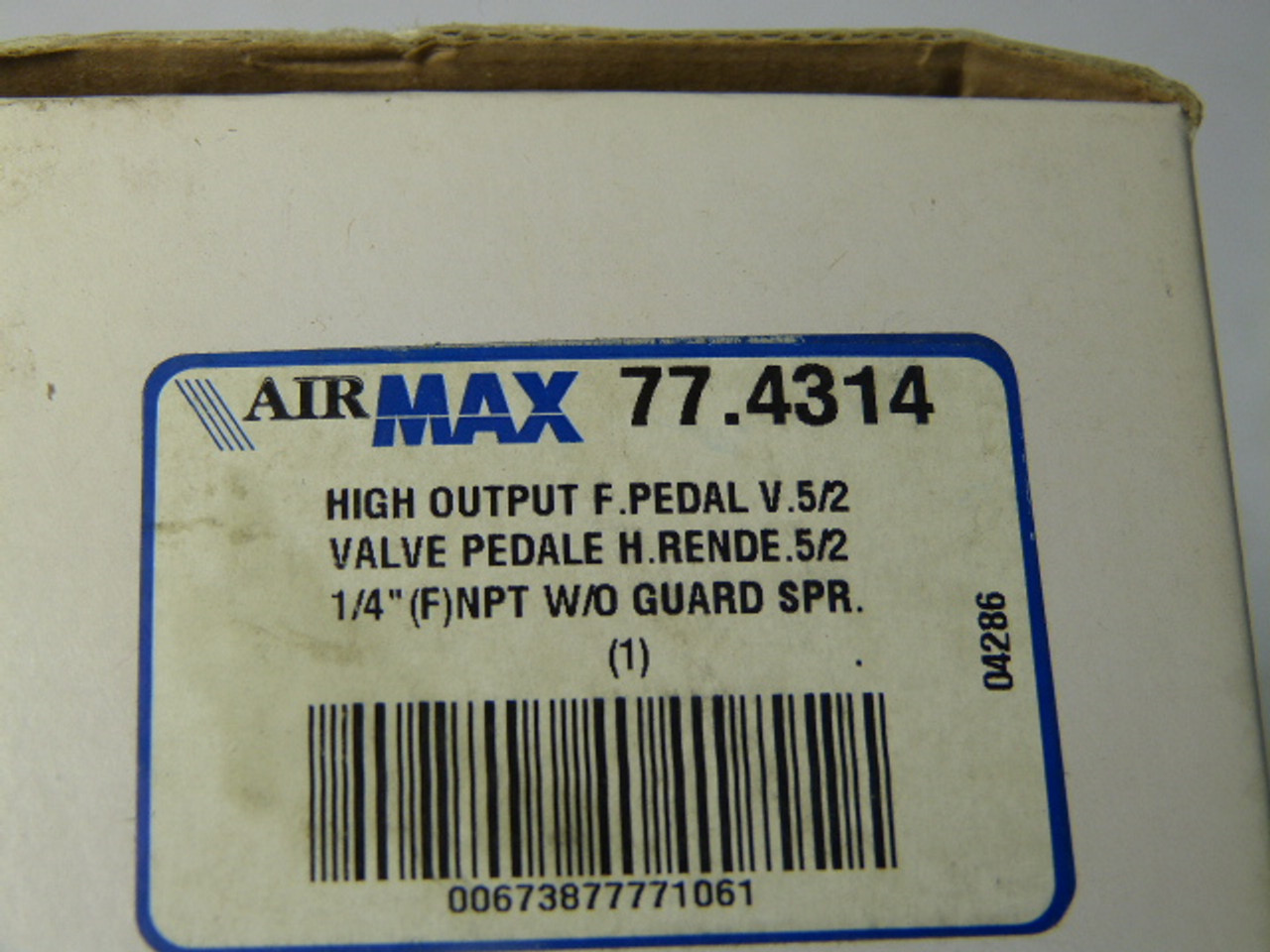 Airmax 77.4314 Mechanical Valve Foot Pedal 140PSI ! NEW !