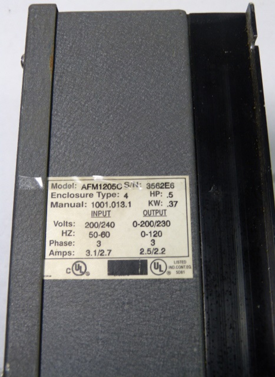 Cutler Hammer AFM1205C Frequency Drive 0.5HP 3ph 0-200/230V 2.5/2.2A ! AS IS !