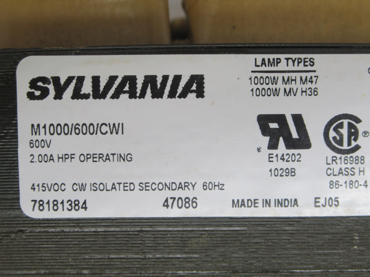 Sylvania M1000/600/CWI Ballast MH 1000W 600V ! NOP !
