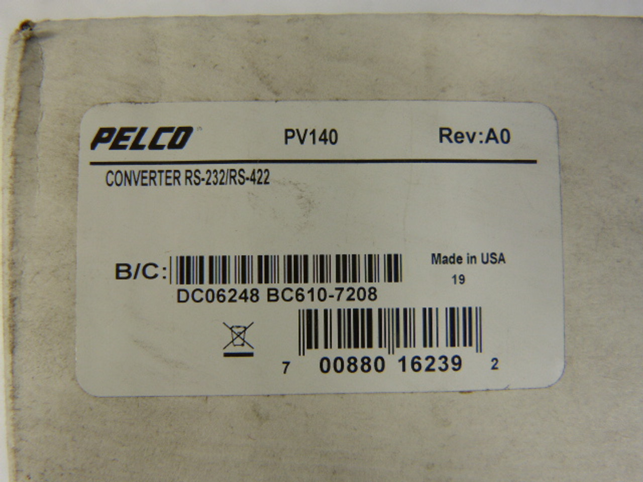 Pelco PV140 Interface Converter Kit RS232/422 ! NEW !