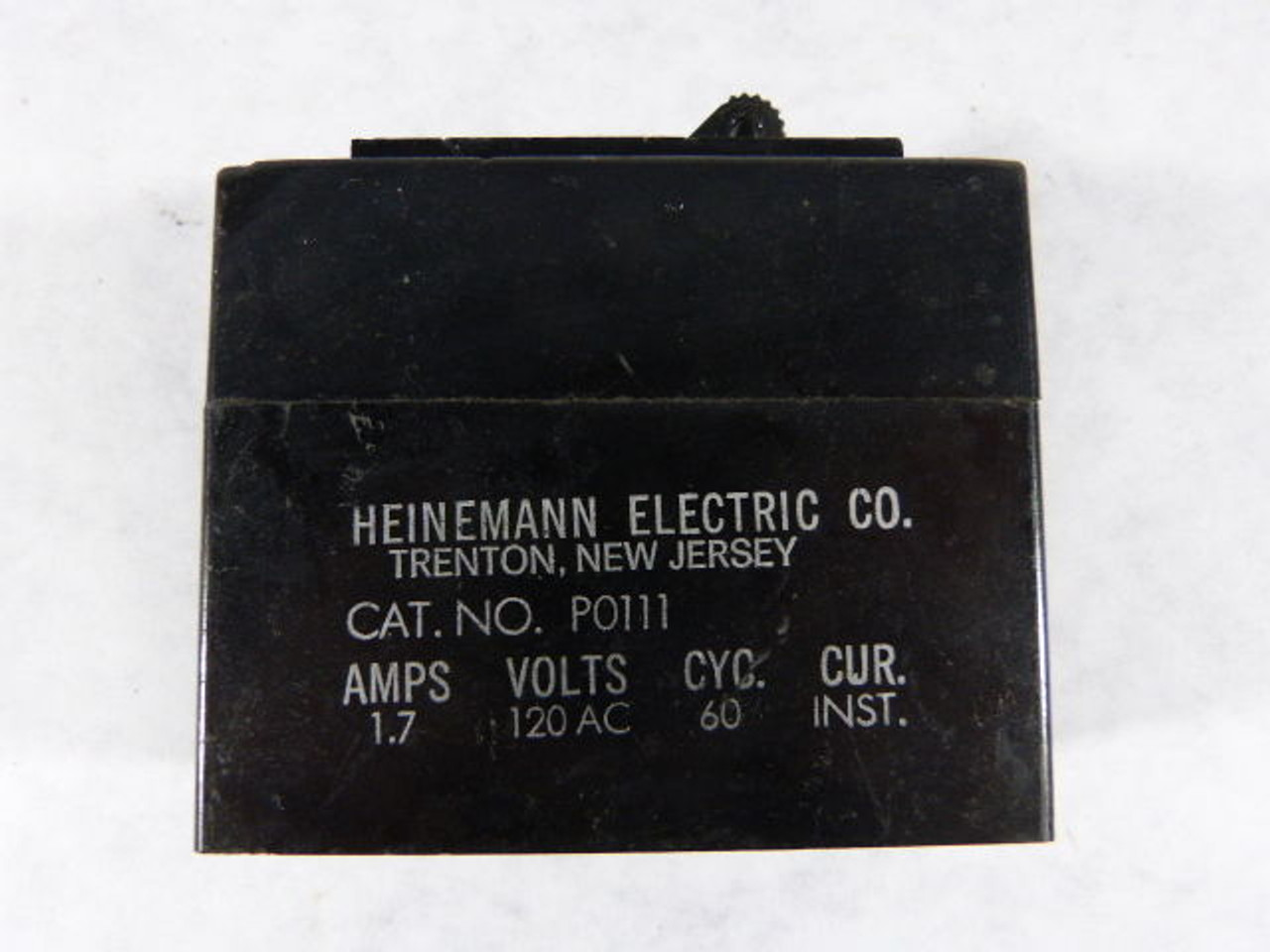 Heinmann Electric P0111 Circuit Breaker 1.7Amp 120VAC 60Hz USED