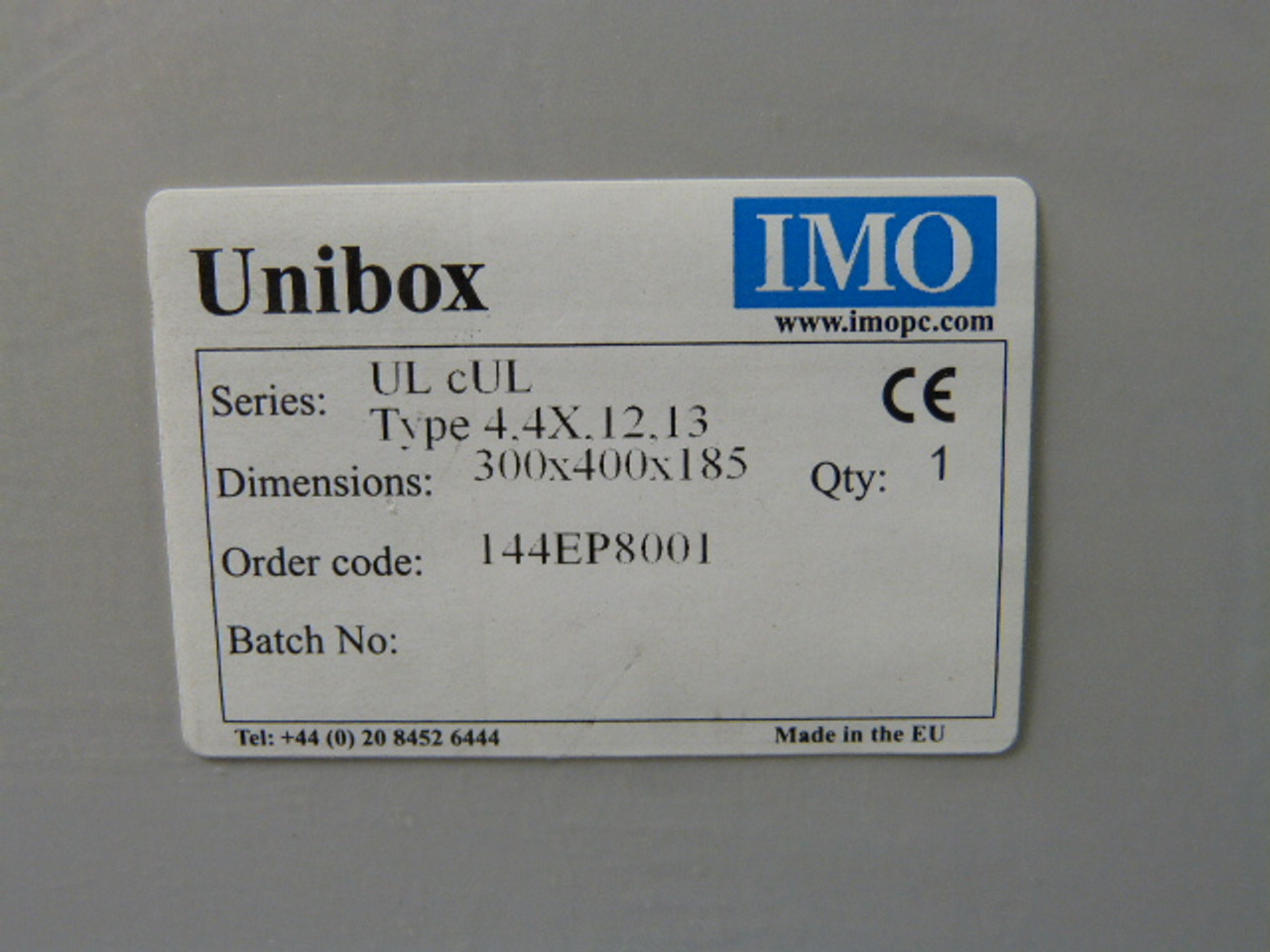 Unibox 144EP8001 Enclosure 300 x 400 x 185 Type 4.4x12.13 ! NOP !