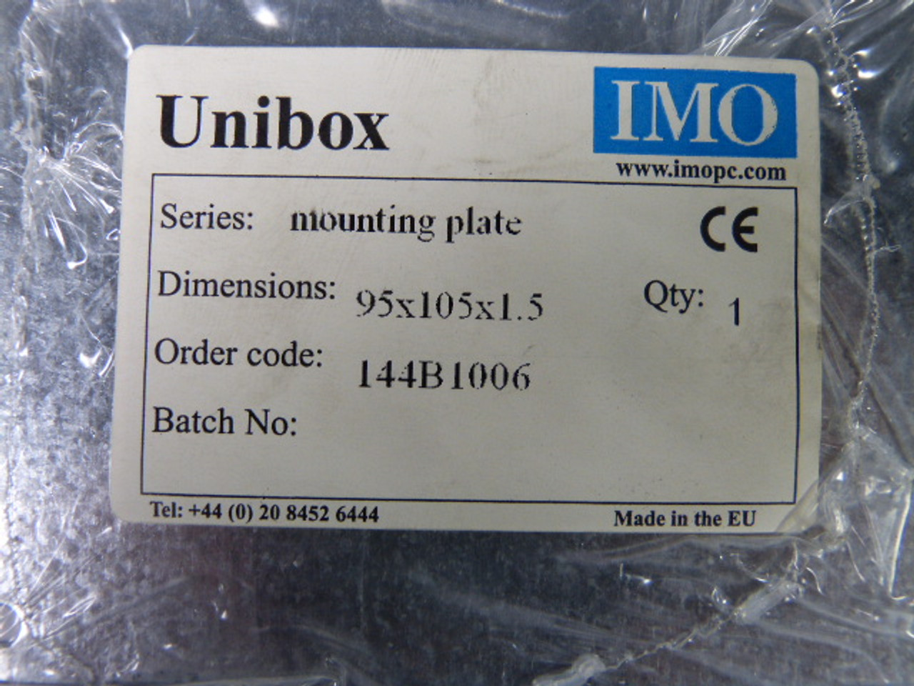 Unibox 144B1006 Mounting Plate 95 x 105 x 1.5 NEW