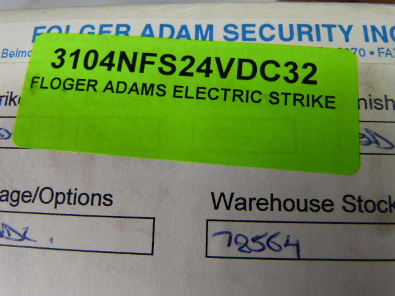 Folger Adams 3104NFS24VDC32 Electric Strike ! NEW !