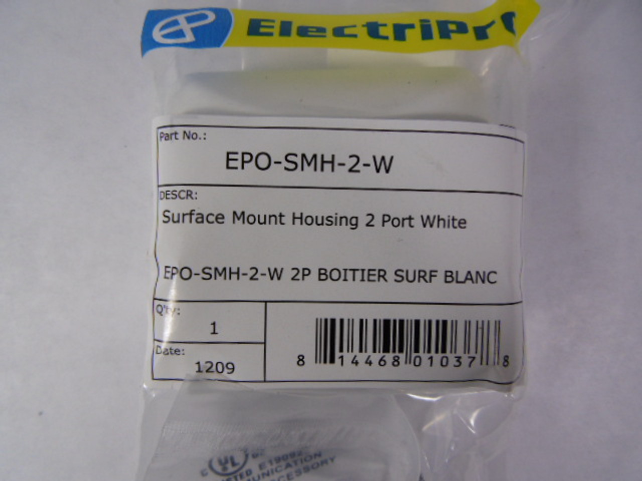 ElectriPro EPO-SMH-2-W Surface Mount Housing 2-Port White NWB