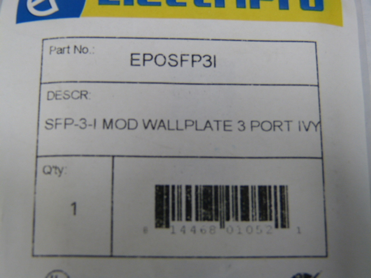 ElectriPro EPOSFP3I Wall Plate 3-Port SHELF WEAR NWB