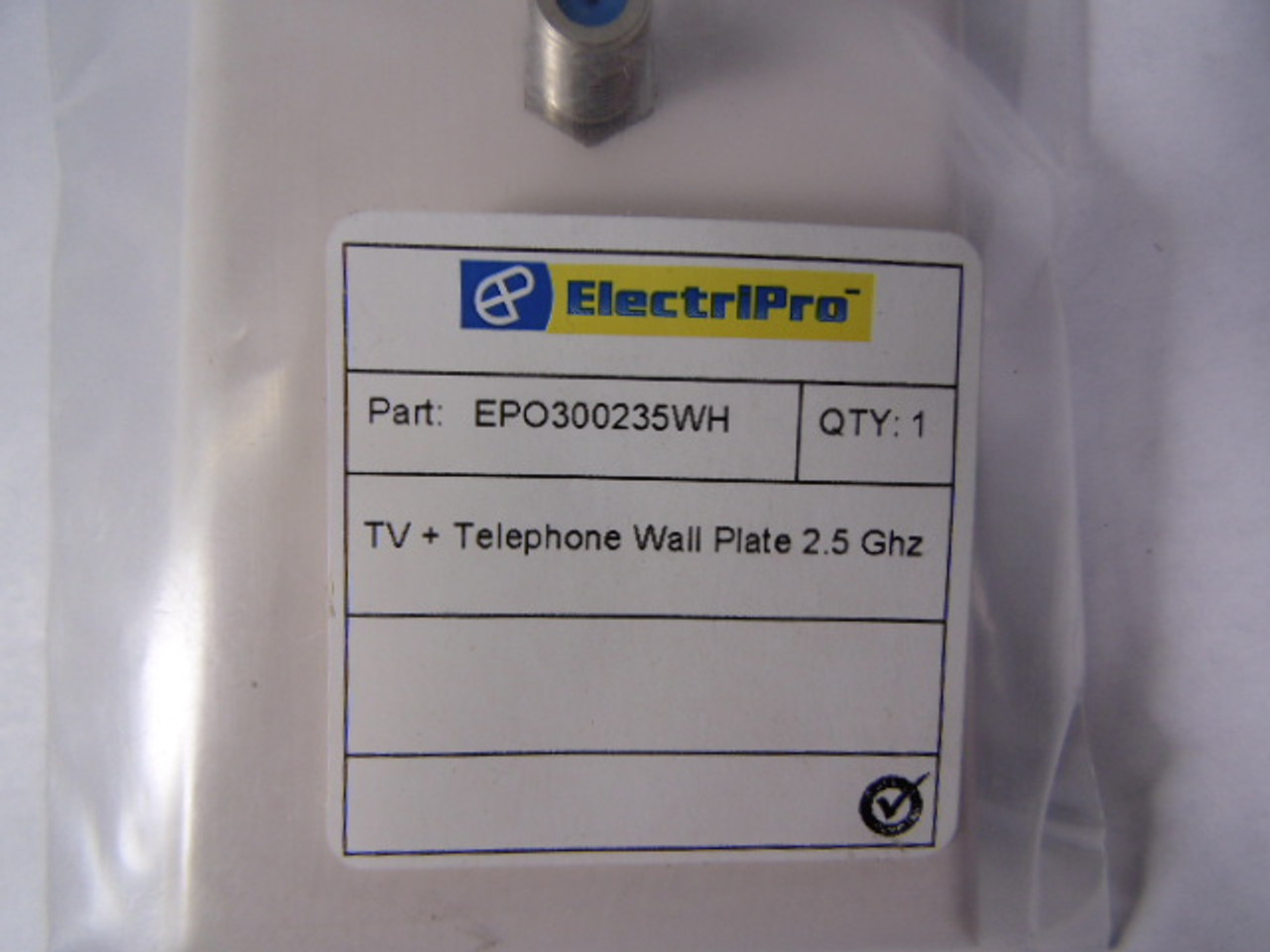 ElectriPro EPO300235WH TV + Telephone Wall Plate 2.5Ghz NWB