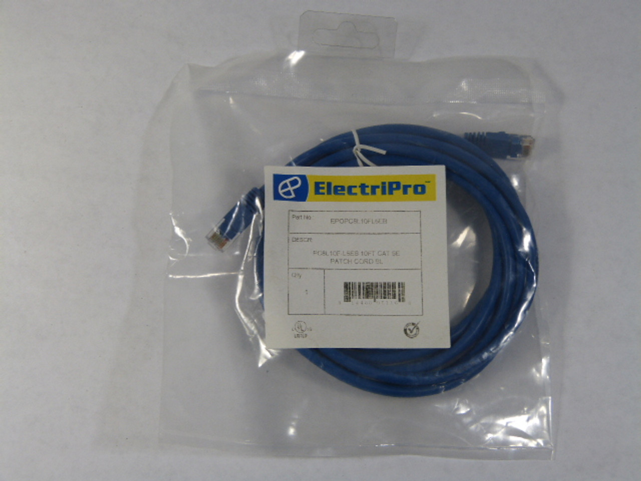 ElectriPro EPOPC8L10FL5EB Blue Patch Cord Cat 5e 10ft SHELF WEAR NWB