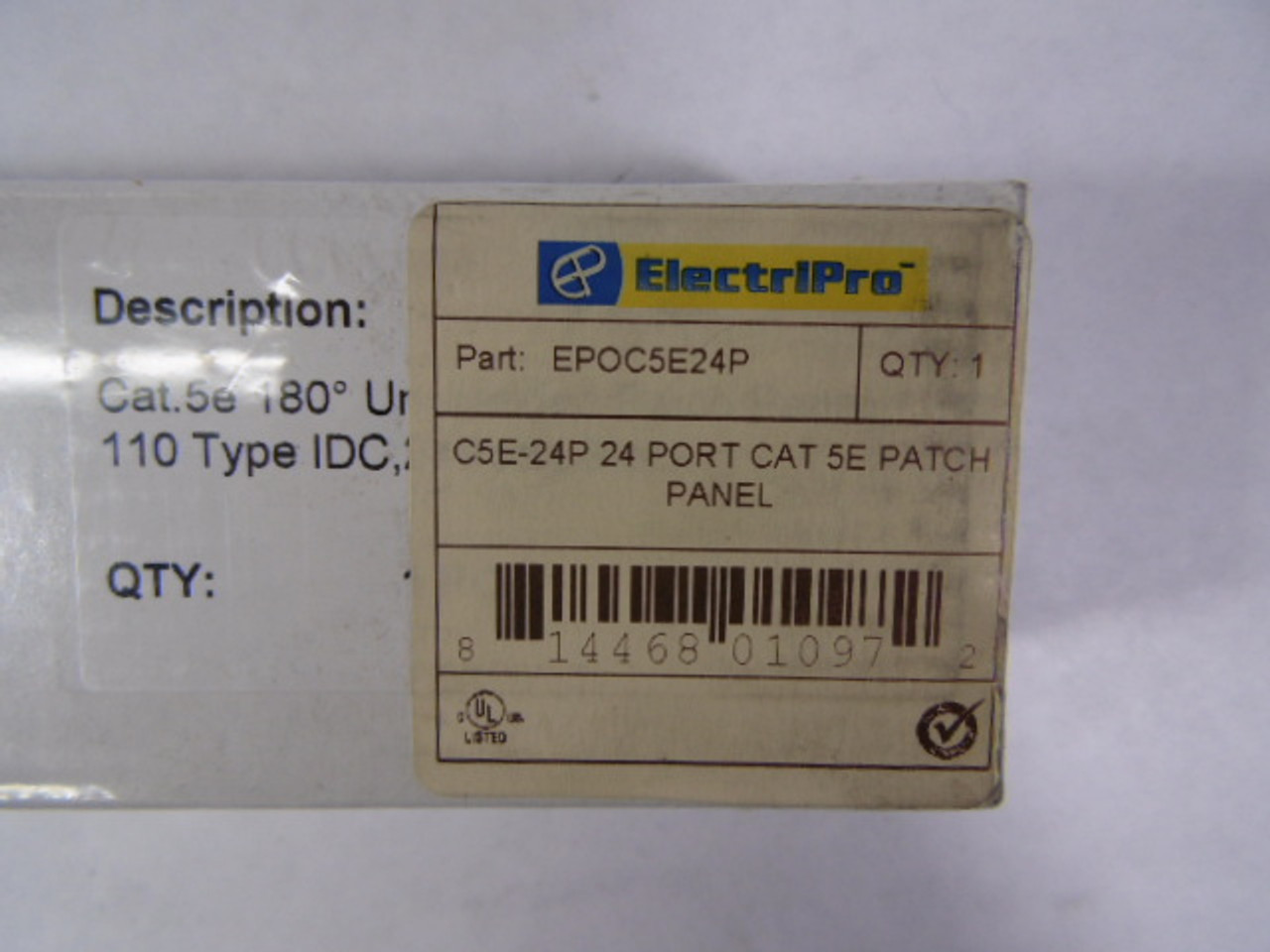 ElectriPro EPOC5E24P Patch Panel 24-Port Cat 5e Sealed Box SHELF WEAR NEW