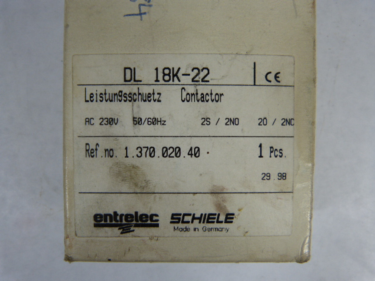 Entrelec DL18K-22-230Contactor 230VAC ! NEW !