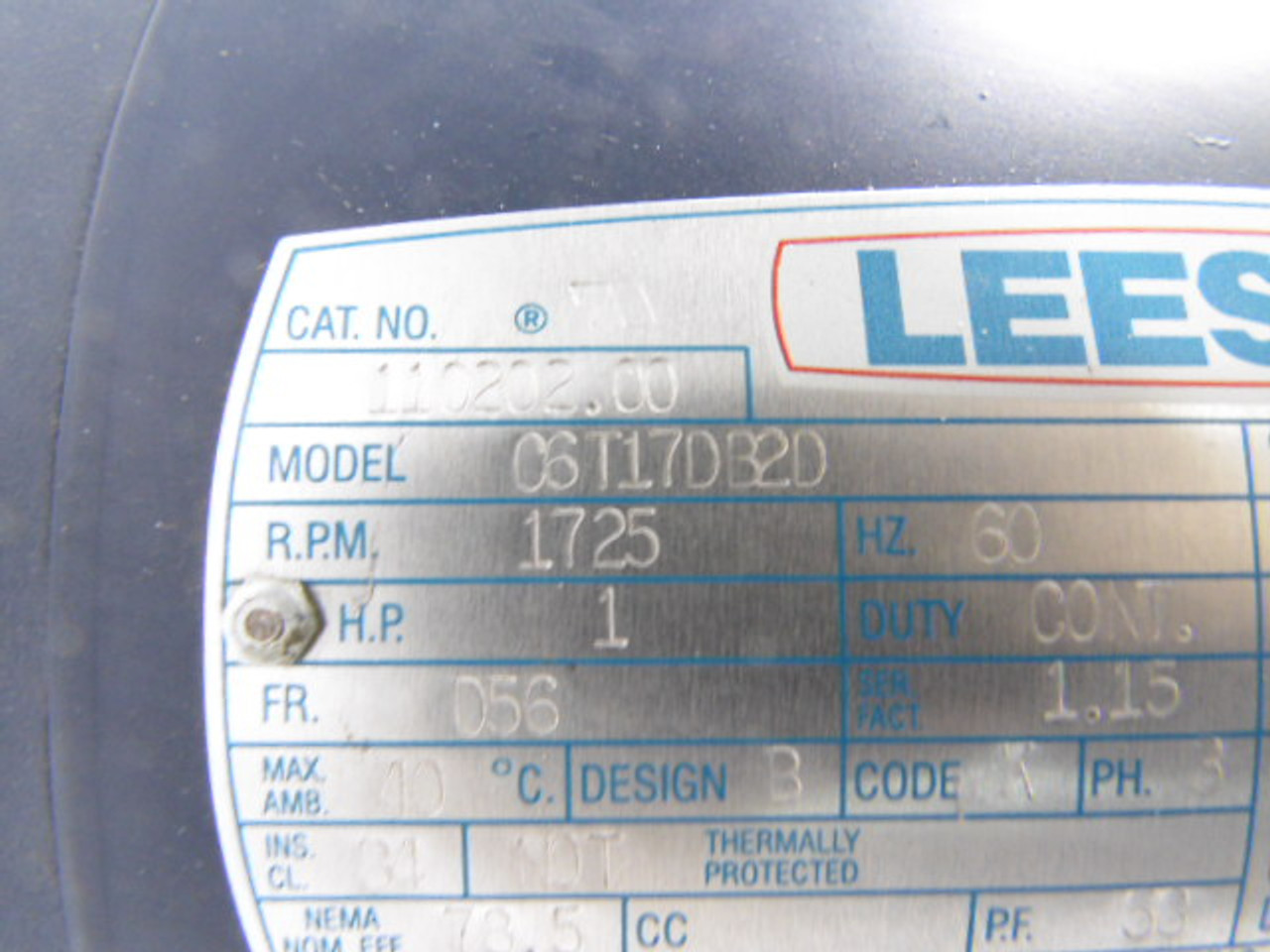 Leeson 1HP 1725RPM 575V D56 DP 3Ph 1.7A 60Hz ! NOP !