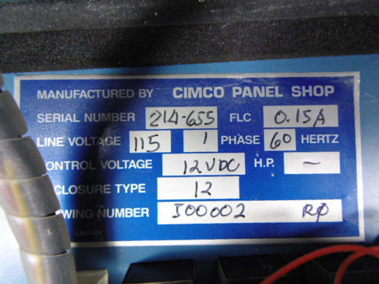 Cimco 214-655 Panel 5 HP Gas Detector USED