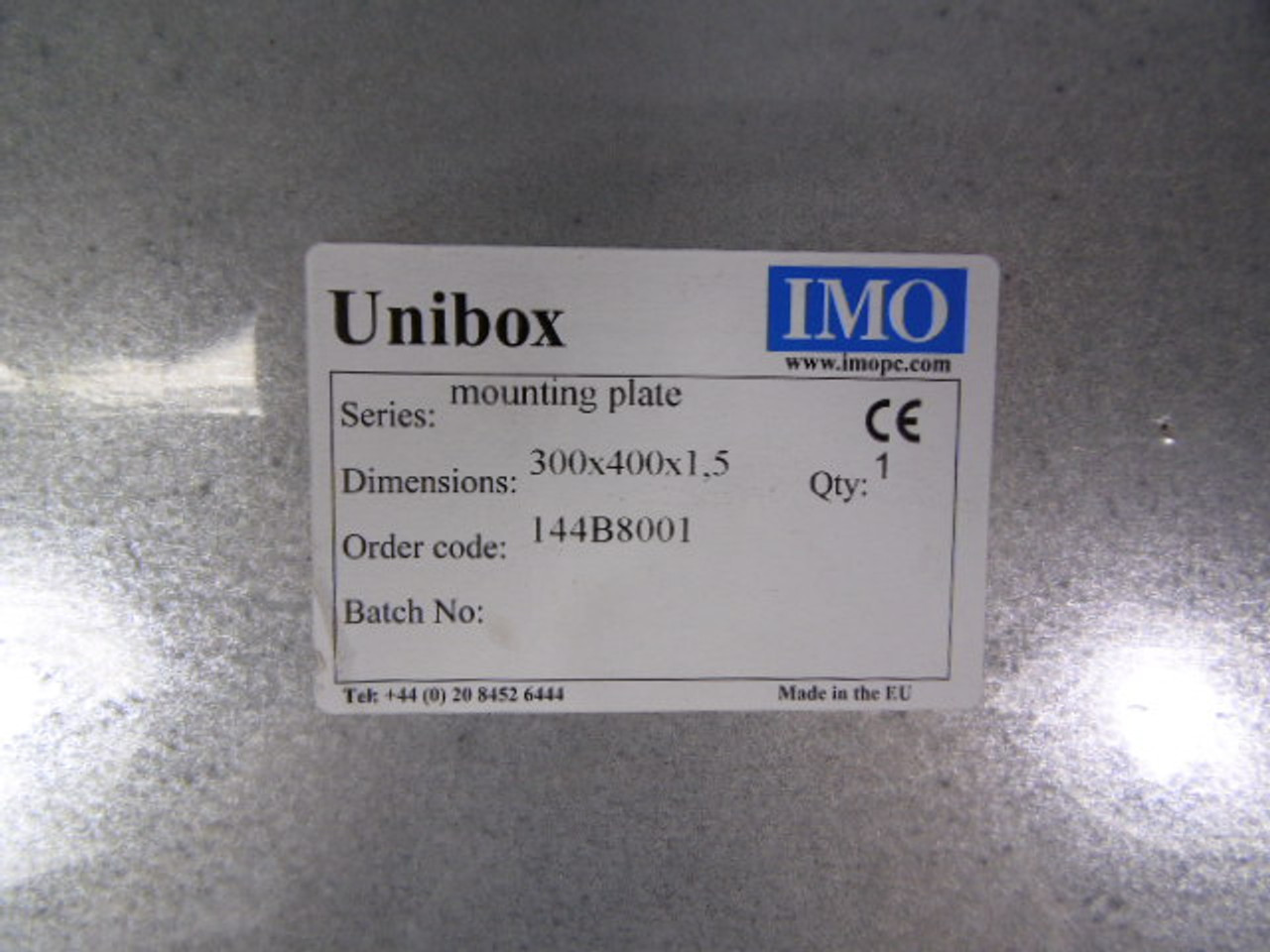 Unibox 144B8001 Mounting Plate 300x400x1.5 ! NWB !