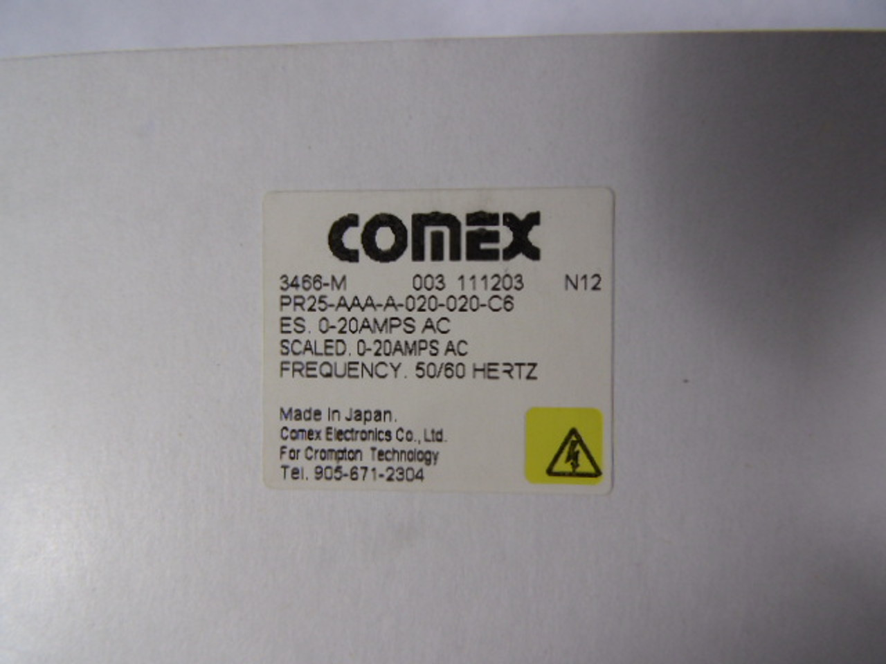 Crompton Comex PR25-AAA-A-020-020-C6 Panel Meter 0-20 AC Amp ! NEW !