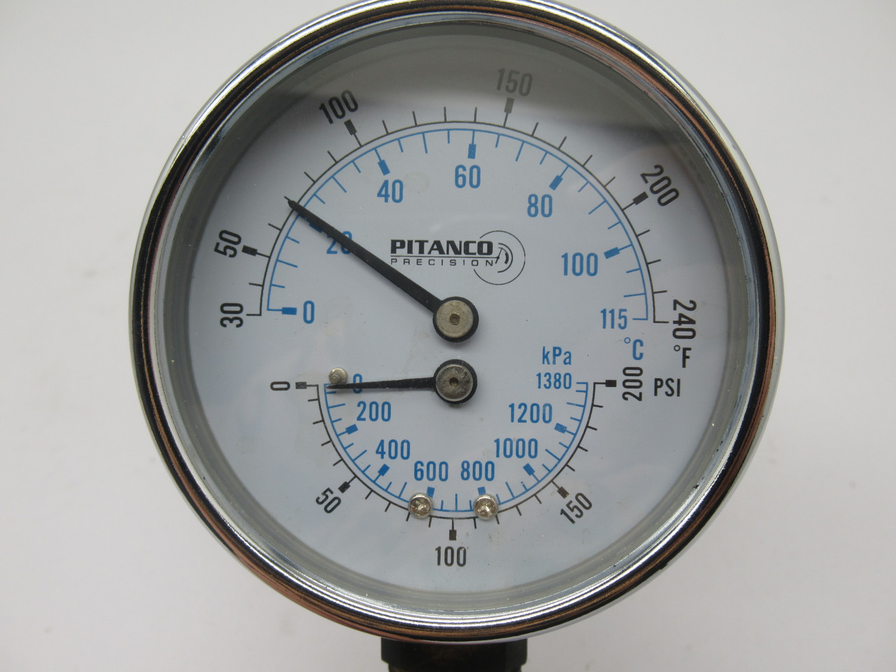 Pitanco Precision TRI-07 Pressure Temperature Gauge 200PSI 1/2" NPT NEW